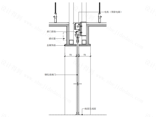 【标准门】电动玻璃移门节点图