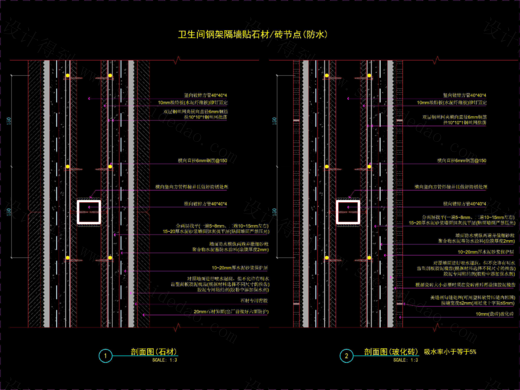 卫生间钢架隔墙贴石材砖