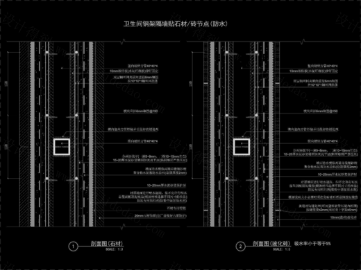 卫生间钢架隔墙贴石材砖