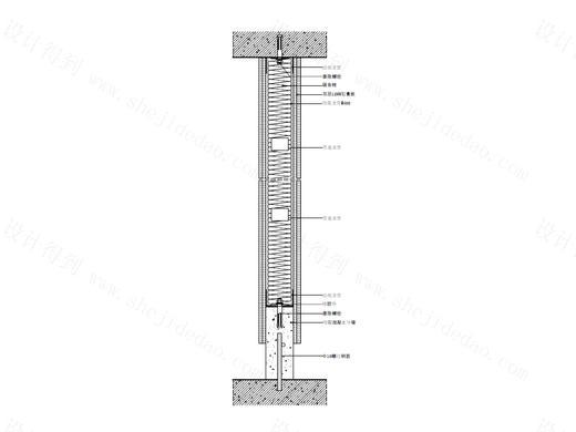 【墙身】轻钢龙骨墙节点图一（纵剖）