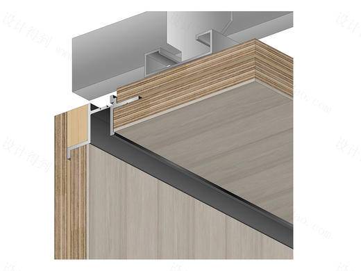 【禾邑精造】木饰面(硬)包吊顶与不同材料墙面交接-竖缝
