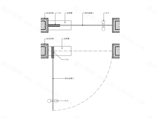 【标准门】地弹簧玻璃门节点图
