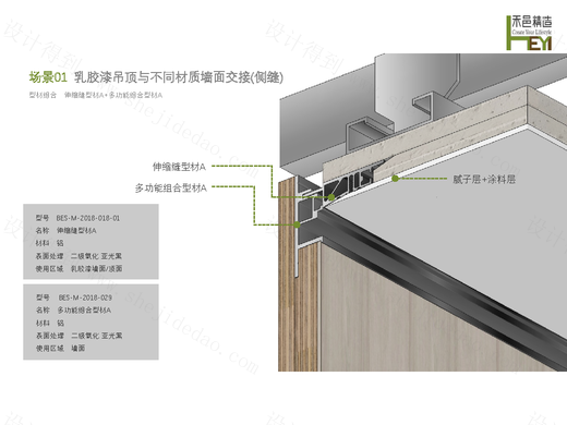 【禾邑精造】乳胶漆平顶与不同材料墙面交接-侧缝